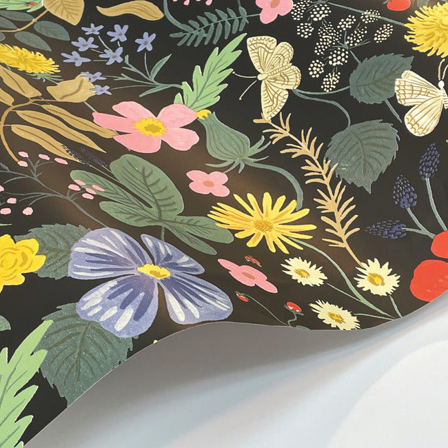 Black Floral Removable Washable Wallpaper Roll