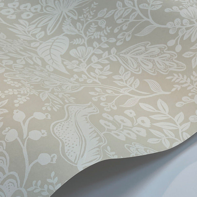 Beige and White Nonwoven Floral Pomegranate Wallpaper Roll