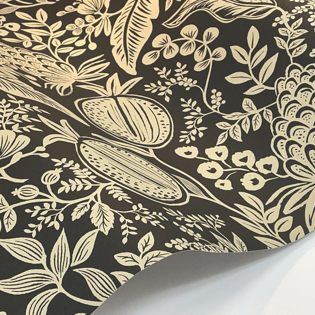 Black and Linen Pomegranate Removable Washable Wallpaper Roll