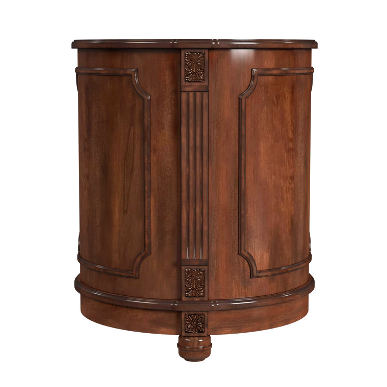 Thurmond Light Brown Round Wood Side Table with Storage