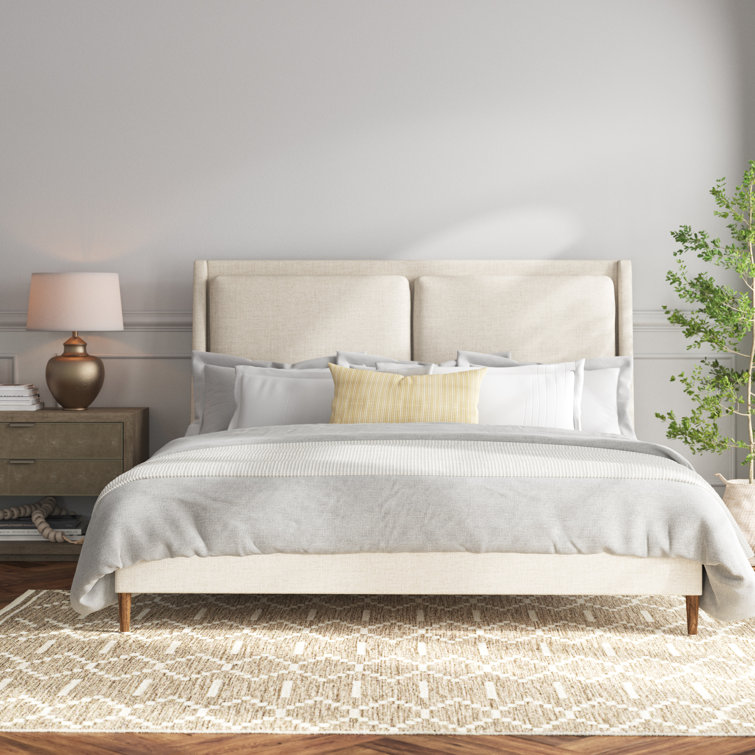 Dover Crescent King-Size Bed with Upholstered Linen Headboard