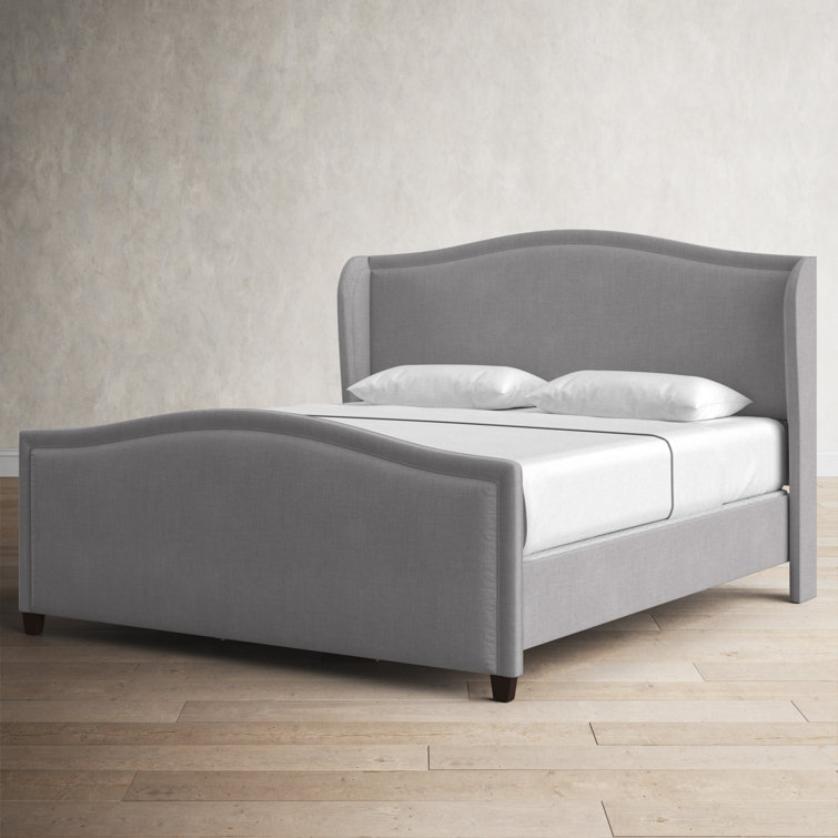 Carmen King Silver Grey Upholstered Pine Bed Frame