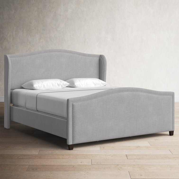 Carmen King Silver Grey Upholstered Pine Bed Frame