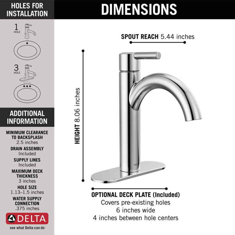 Delta Nicoli Chrome 8'' Single Handle Modern Bathroom Faucet