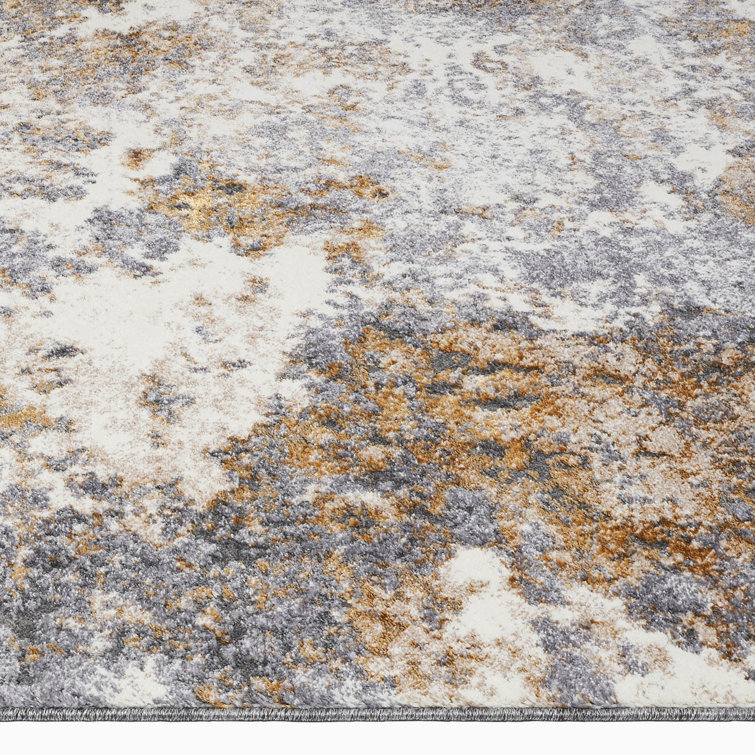 Abstract Splatter 6' x 9' Gray Synthetic Area Rug