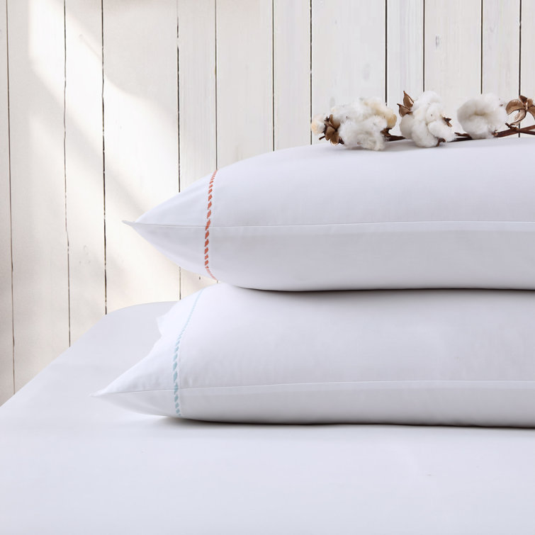 Queen Gray Organic Cotton Embroidered Percale Sheet Set