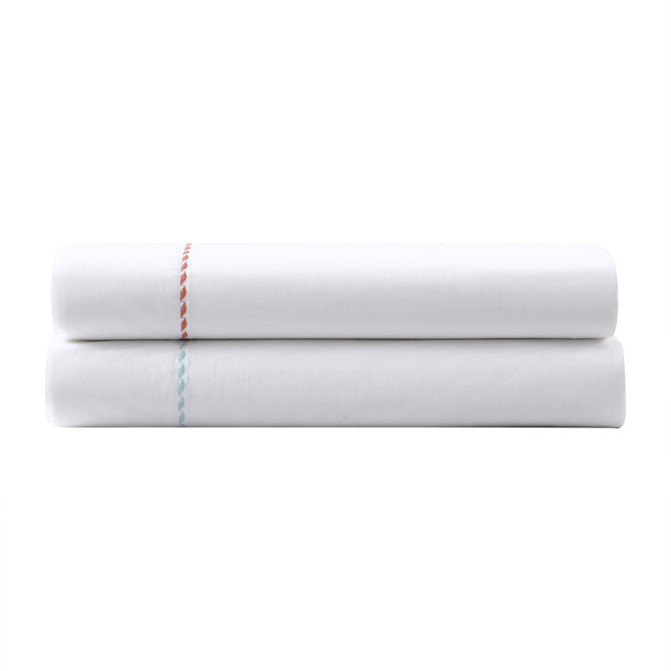 Queen Gray Organic Cotton Embroidered Percale Sheet Set