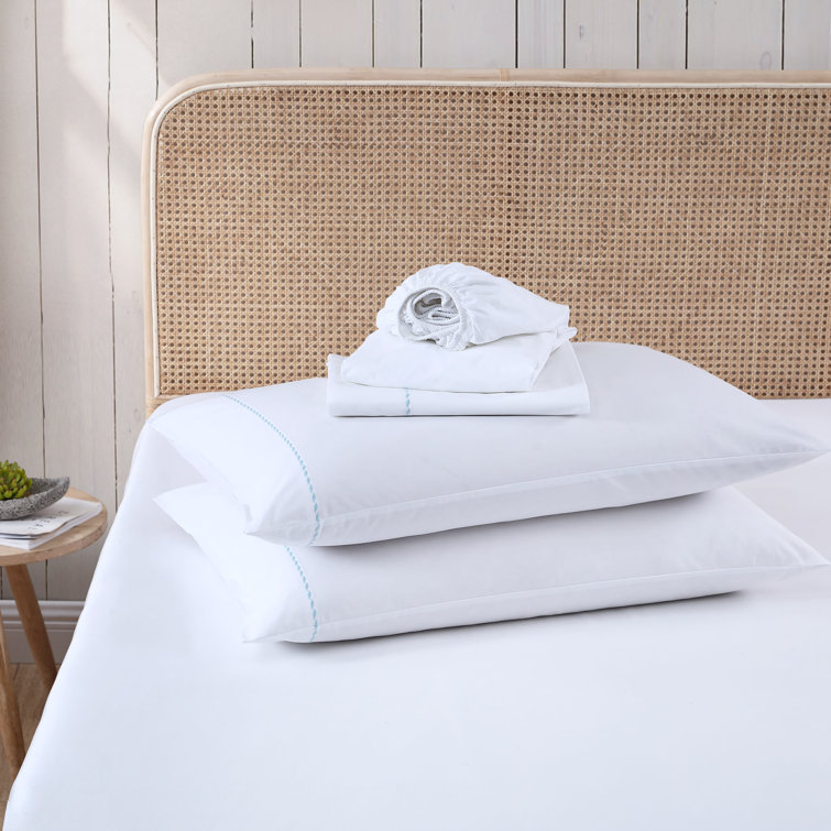 Queen Gray Organic Cotton Embroidered Percale Sheet Set