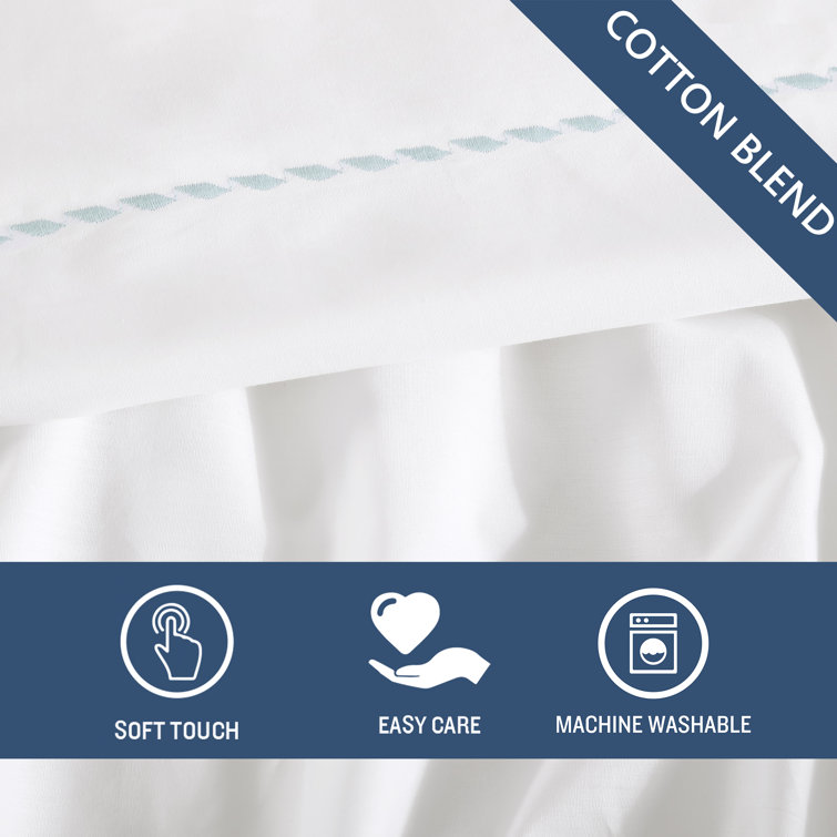 Queen Gray Organic Cotton Embroidered Percale Sheet Set