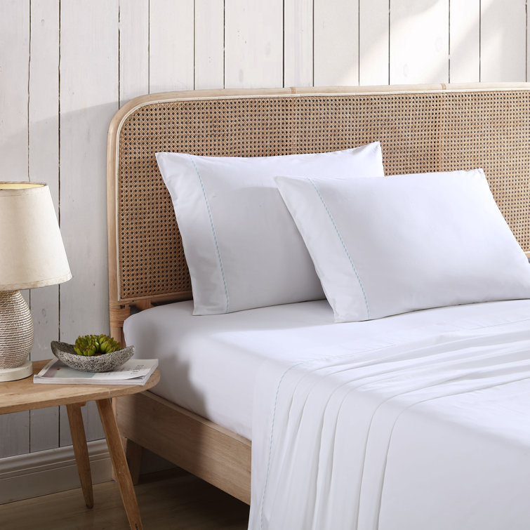 Queen Gray Organic Cotton Embroidered Percale Sheet Set