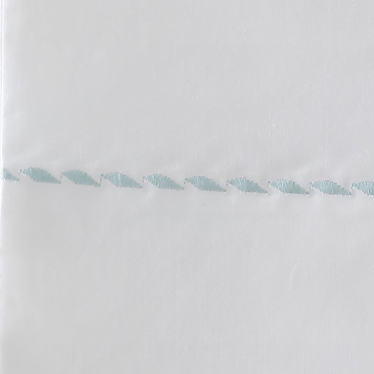 Queen Gray Organic Cotton Embroidered Percale Sheet Set