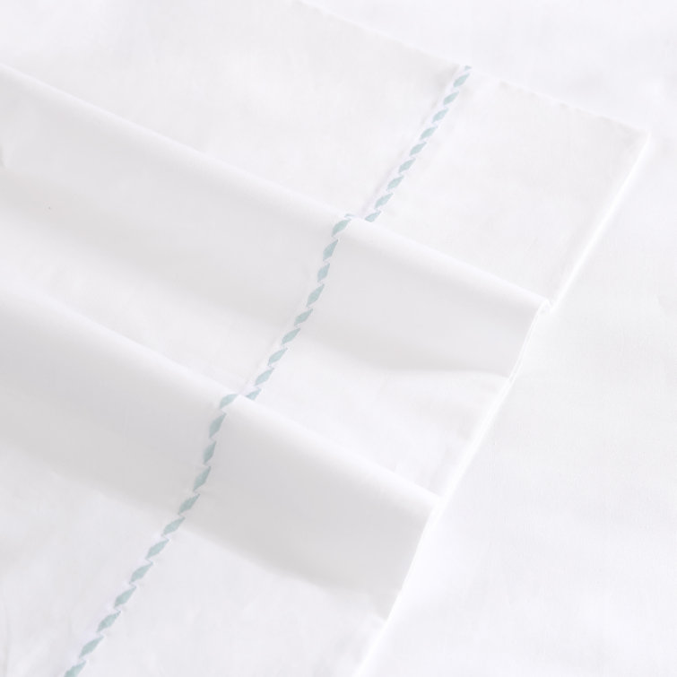 Queen Gray Organic Cotton Embroidered Percale Sheet Set