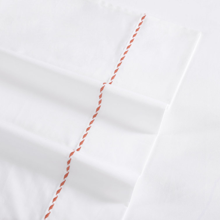 Queen Gray Organic Cotton Embroidered Percale Sheet Set