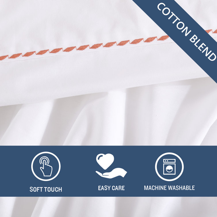 Queen Gray Organic Cotton Embroidered Percale Sheet Set