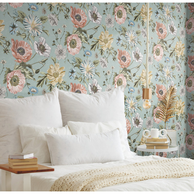 Blue Vintage Floral Peel and Stick Wallpaper Roll
