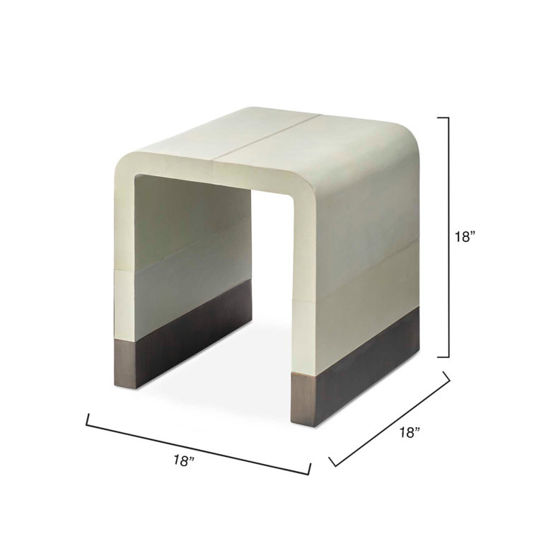 Dove Gray Leather and Metal Waterfall Side Table