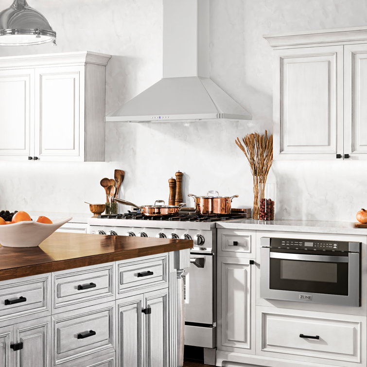 36" Stainless Steel Convertible Wall Mount Range Hood with Charcoal Filter