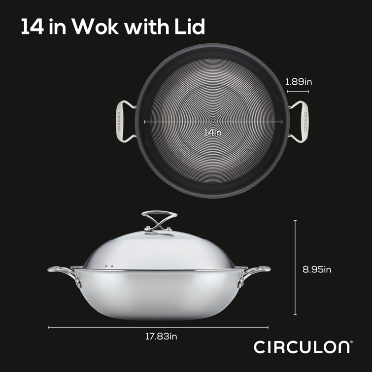 Circulon 14-Inch Stainless Steel Wok with Glass Lid