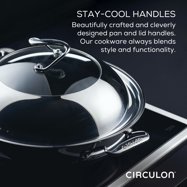 Circulon 14-Inch Stainless Steel Wok with Glass Lid