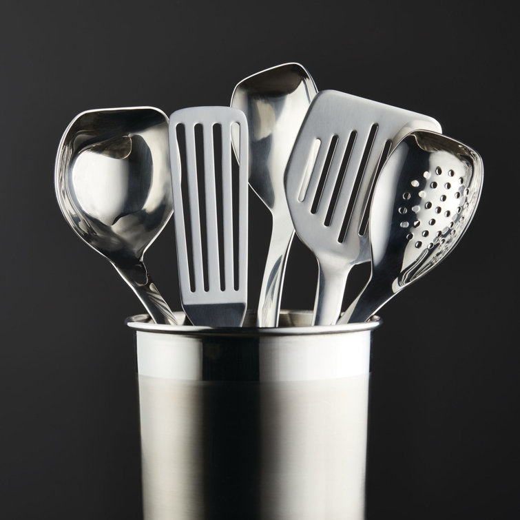 Stainless Steel 6-Piece Kitchen Tool Set with Crock