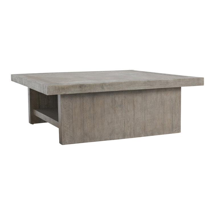 Edin Square Concrete Laminate and Wood Coffee Table with Shelf