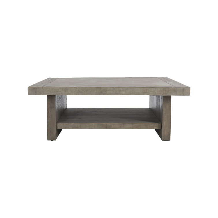 Edin Square Concrete Laminate and Wood Coffee Table with Shelf