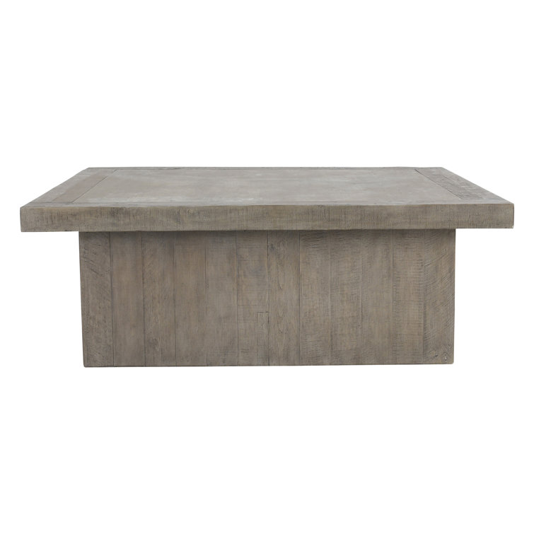 Edin Square Concrete Laminate and Wood Coffee Table with Shelf