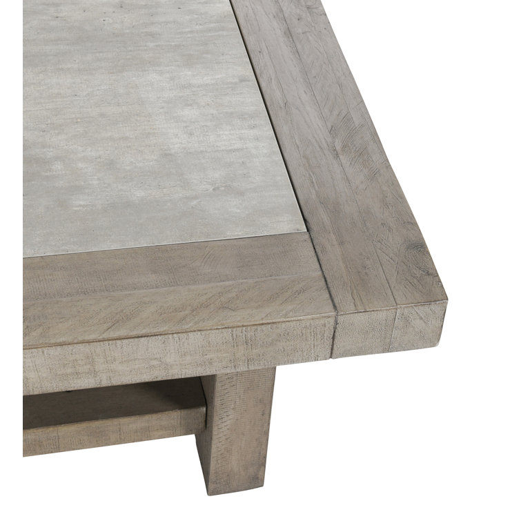 Edin Square Concrete Laminate and Wood Coffee Table with Shelf