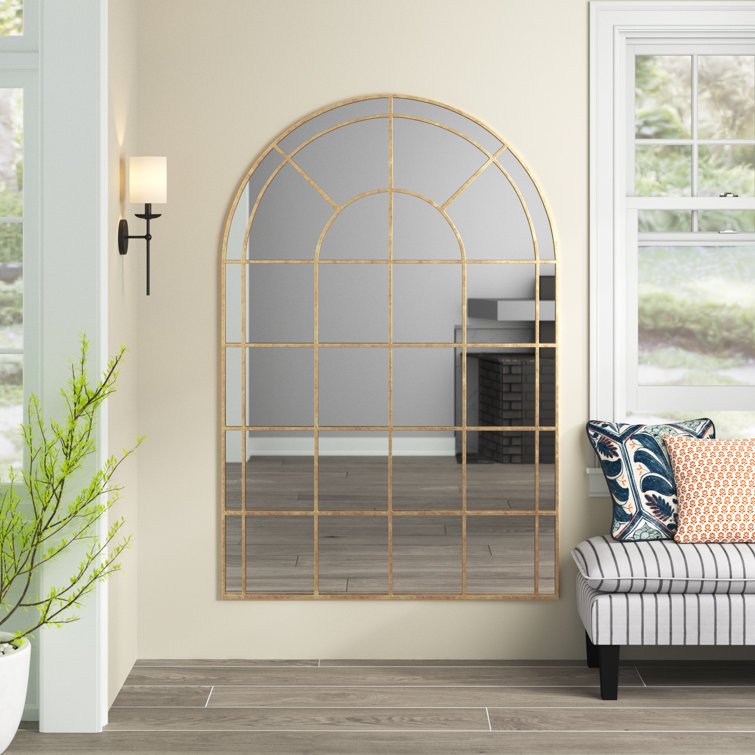 Antiqued Gold Arched Full Length Wall Mirror