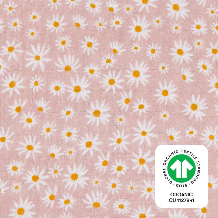 Blush Pink Organic Cotton Daisy Toddler Quilt