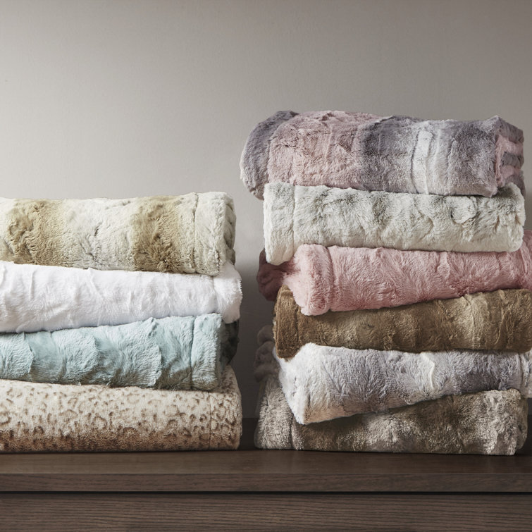 White Oversized Faux Fur Reversible Throw Blanket