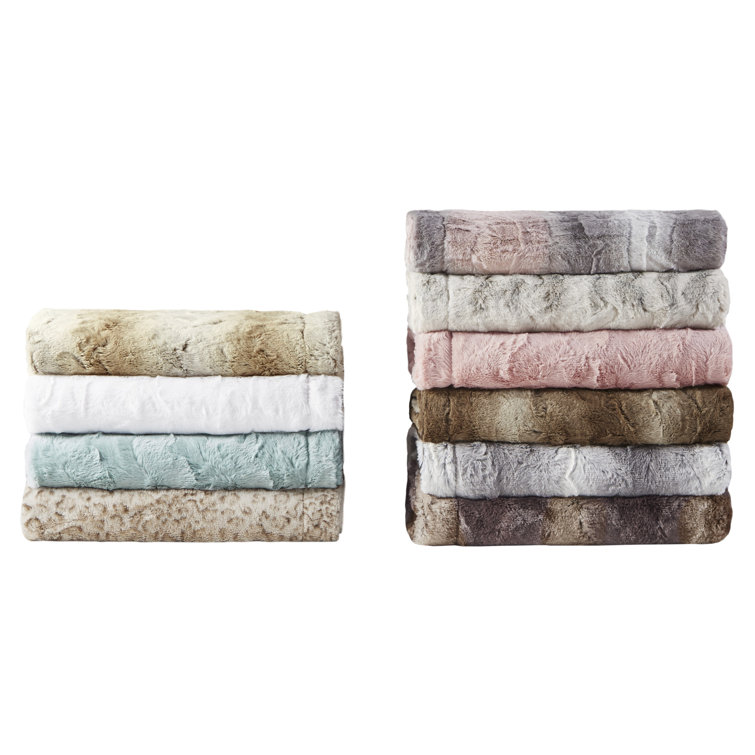 White Oversized Faux Fur Reversible Throw Blanket