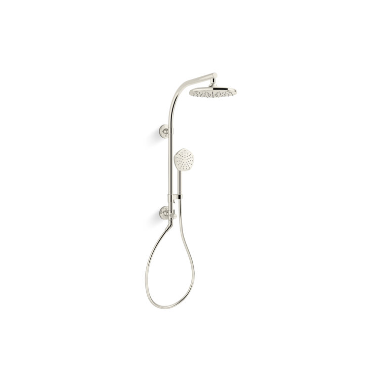 Vibrant Polished Nickel Shower Column Kit with Rainhead and Handshower