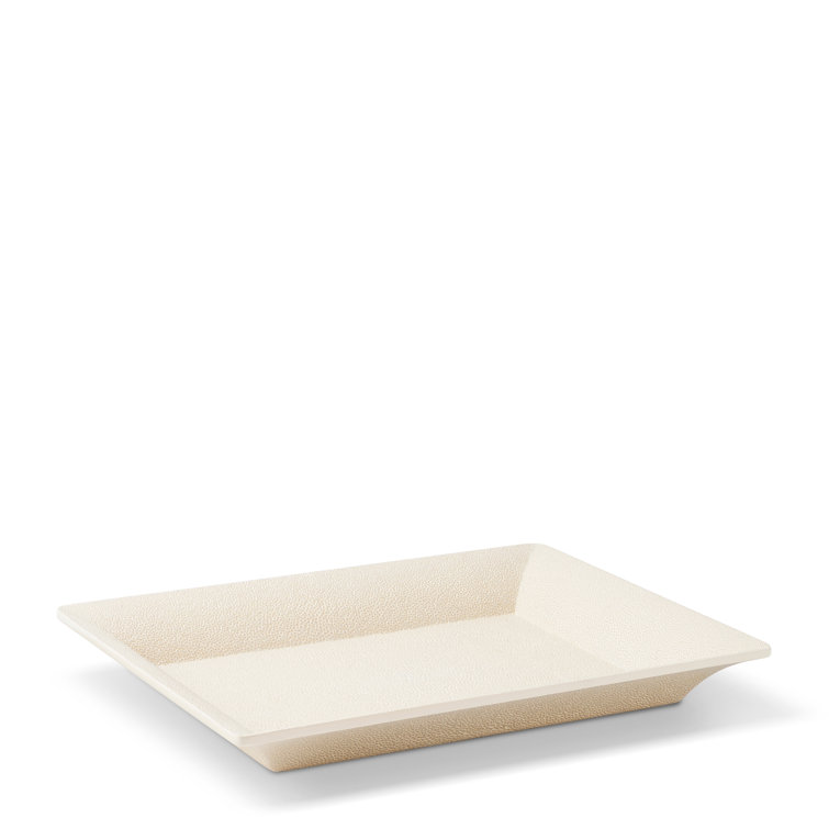 Cream Shagreen Handmade Rectangular Serving Tray