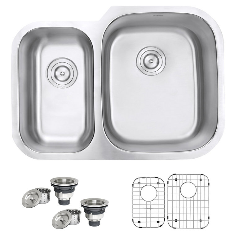 Ruvati 31" Stainless Steel Double Bowl Undermount Kitchen Sink