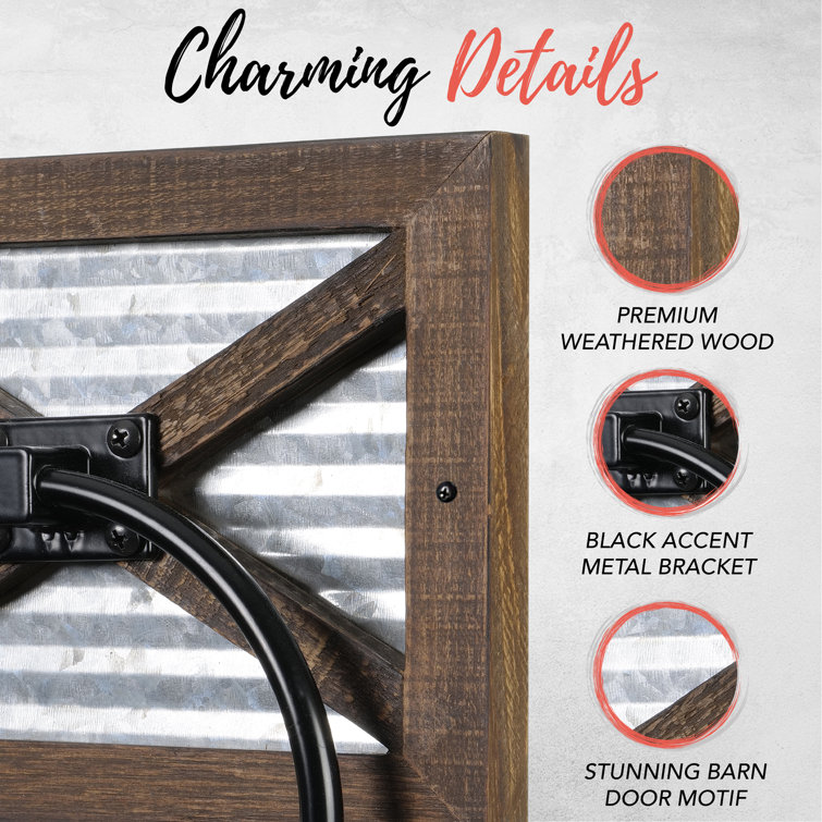 Rustic Brown and Black Wood and Metal Towel Ring