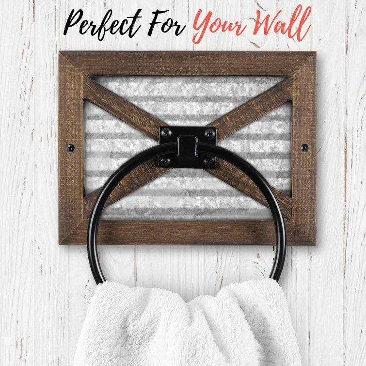 Rustic Brown and Black Wood and Metal Towel Ring