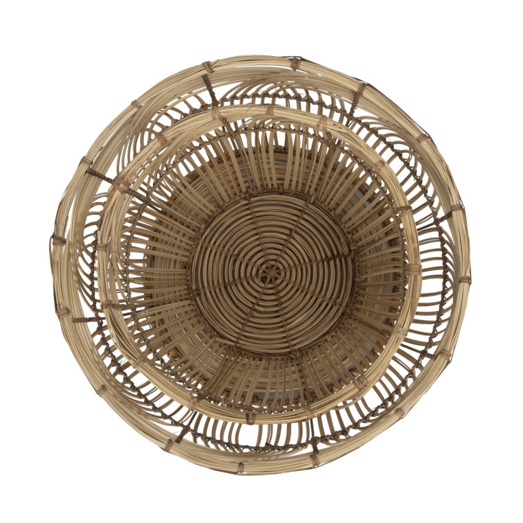 Boho Chic Round Rattan Storage Basket Duo