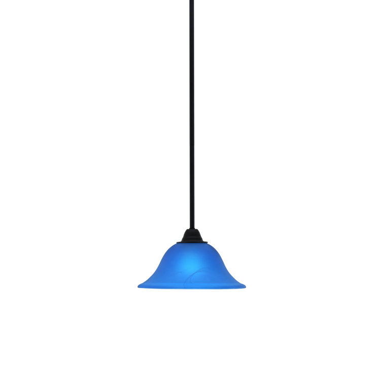 Paramount Matte Black Mini Pendant with Blue Glass Shade