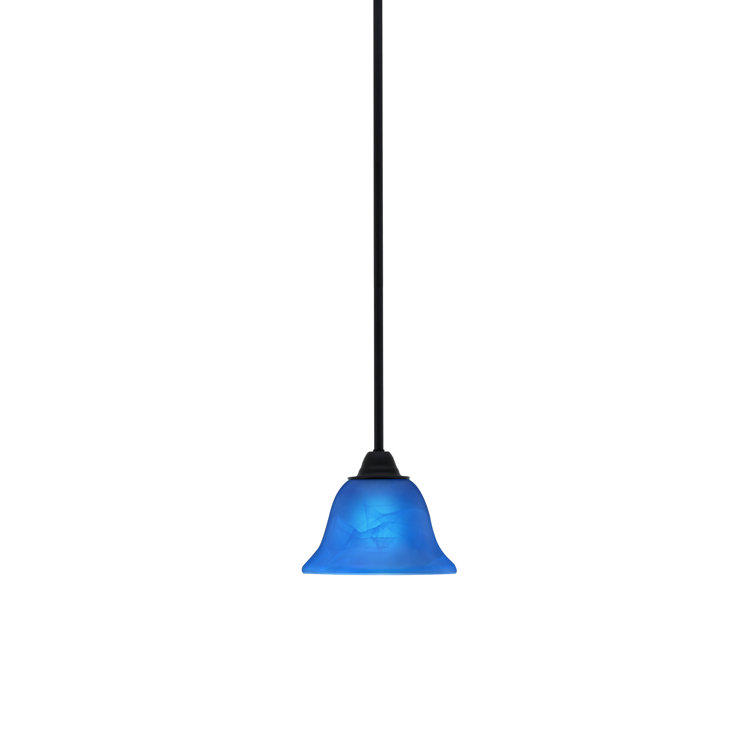Paramount Matte Black Mini Pendant with Blue Glass Shade