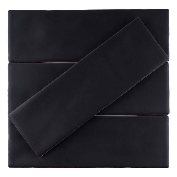 Matte Black 3" x 8" Porcelain Subway Tile