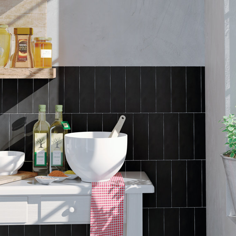 Matte Black 3" x 8" Porcelain Subway Tile