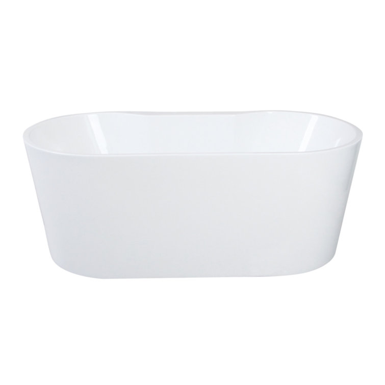 Aqua Eden 66.5-Inch Glossy White Acrylic Freestanding Tub with Drain