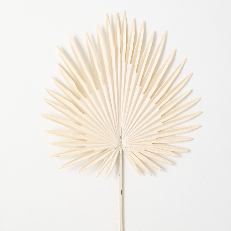 Cream Plastic Artificial Palm Leaf Spray