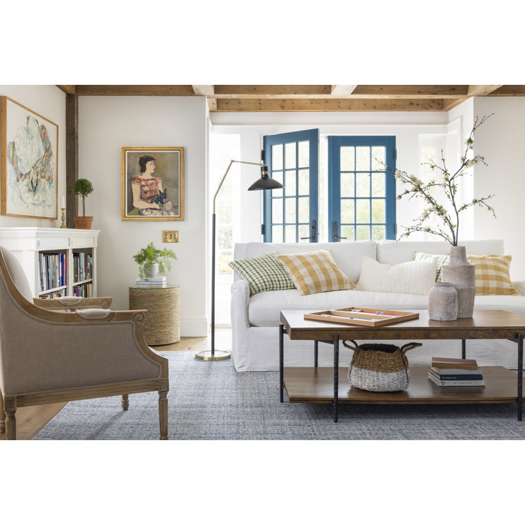 McKenna Tan Linen & Whitewashed Wood Handcrafted Accent Chair