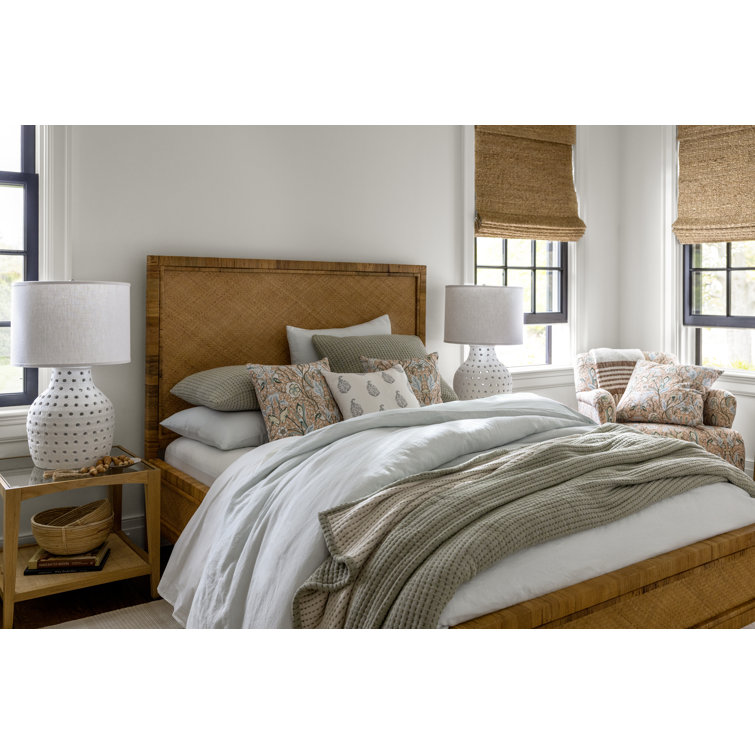 Matte White Linen-Shade Porous Ceramic Buffet Lamp