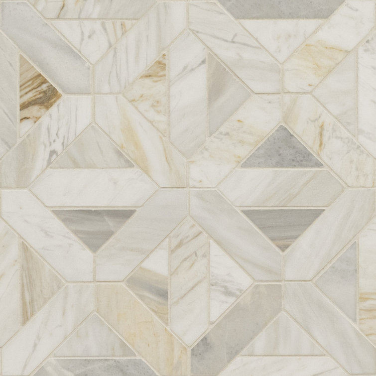 Athena Gold Geometric 12'' x 12'' Honed Marble Mosaic Tile