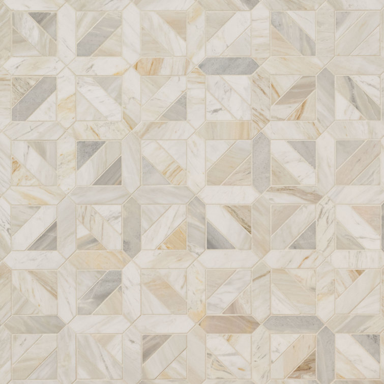 Athena Gold Geometric 12'' x 12'' Honed Marble Mosaic Tile