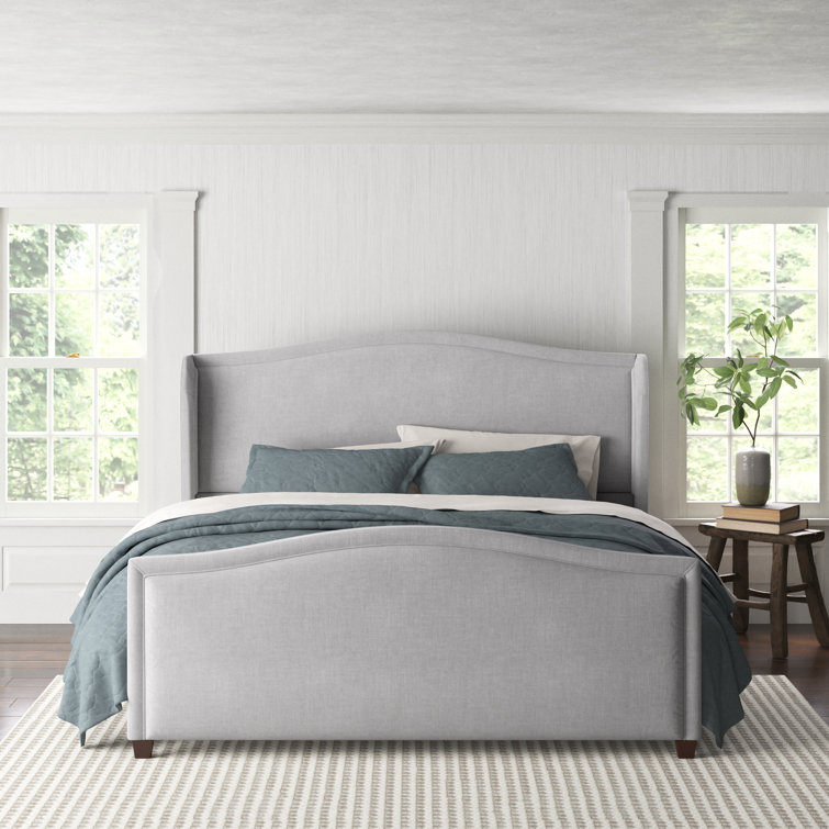 Carmen King Silver Grey Upholstered Pine Bed Frame