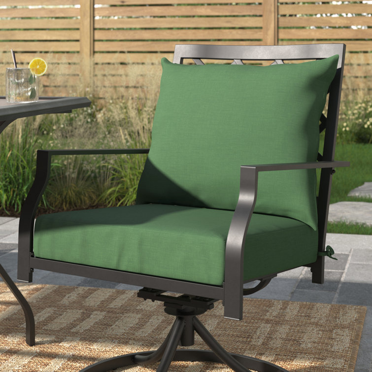 Moss Green Outdoor Polyester Dining Chair Cushion Set